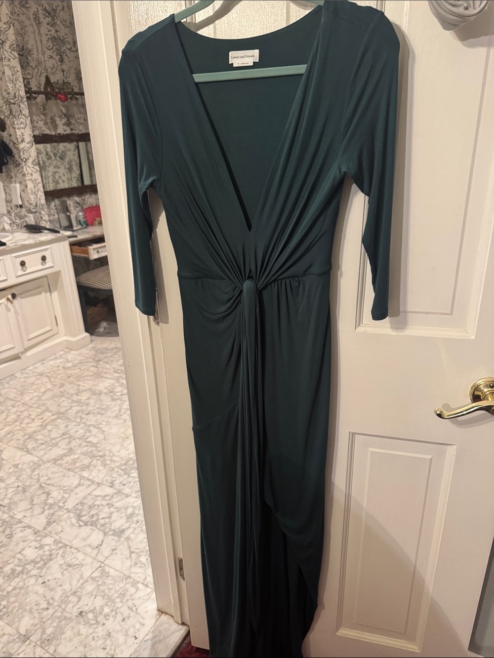 Lovers + Friends Teal Knot-Front Maxi Dress